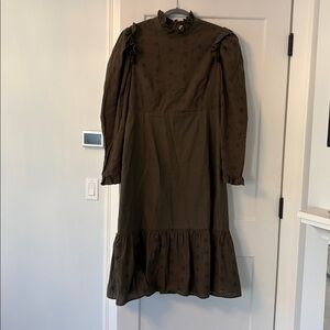 Tuckernuck Hyacinth House Regina Ruffle Midi Dress - Olive Green / XXL